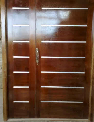 Puerta Doble Cedro Paraguayo Machimbre Horizontal De 1,60