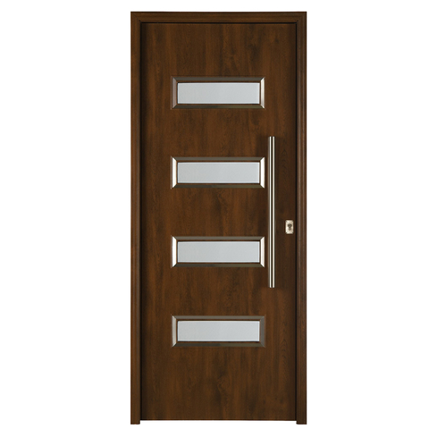 Puerta Elegance Foliada Caoba 080 Con Vidrio DVH
