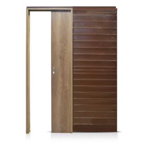 Puerta Embutir Oblak Tekstura Nogal Marco Madera 070 Muro 15