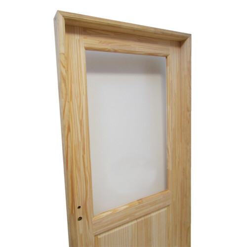 Puerta Pino Macizo 1/2 Vidrio Entero, Medidas: 0,70 y 0,80